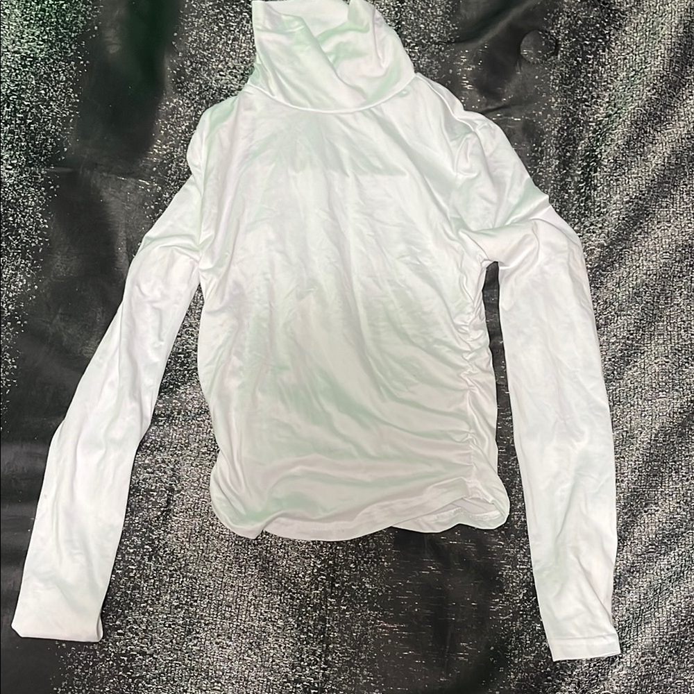 White Turtleneck Long Sleeve Crop Top